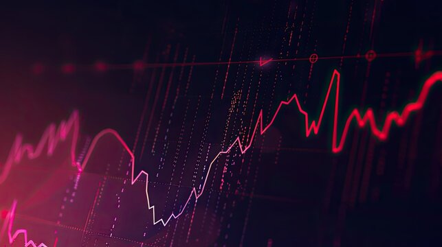 Declining market line chart diminishing line thickness indicating reduced activity