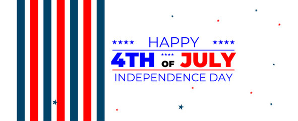 Happy Independence Day greeting card with brush stroke background in United States national flag colors and lettering text Happy 4th of July. banner, cover, card. Vector illustration