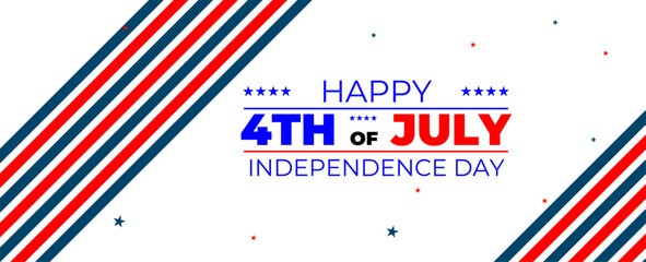 Happy Independence Day greeting card with brush stroke background in United States national flag colors and lettering text Happy 4th of July. banner, cover, card. Vector illustration