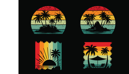 Vintage Retro Style Summer t-shirt design bundle for men and women.