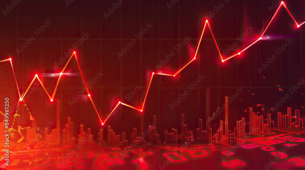Poster graphical depiction of declining market trends with dwindling line graph trajectories