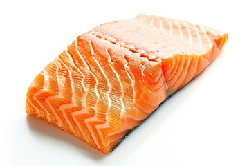 Fresh raw salmon fillet isolated on white background 