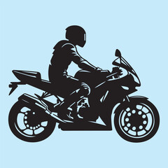 Fototapeta premium motorcycle rider silhouette vector art in solid background