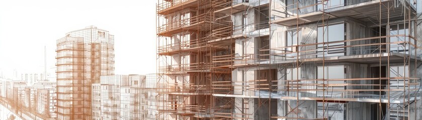 A large building with many windows and a lot of space. The building is in a city with a lot of other buildings