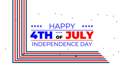 4th of July Banner Vector illustration, USA flag waving with stars on white rays background. onfetti stars in national colors isolated on background. Vector illustration