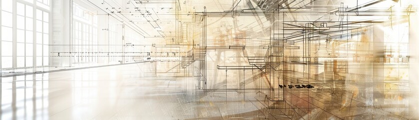 Obraz premium A large building with many windows and a lot of space. The building is in a city with a lot of other buildings