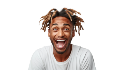 Young man surprised and shocked,isolated on transparent background,PNG,clipart,state of mind.