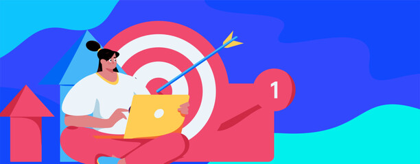 Flat vector illustration of business people operating work scene
