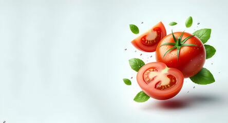 Fototapeta premium A painting of a tomato pepper and lettuce on a cutting board, generative ai
