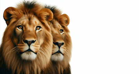 Obraz premium Mufasa Lion from its Front Isolated on White Background Generative AI