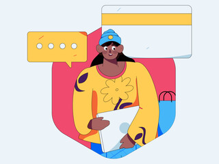 Flat vector illustration of business people operating work scene
