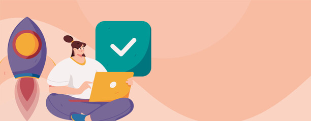 Flat vector illustration of business people operating work scene
