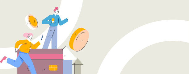 Flat vector illustration of business people operating work scene
