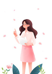 girl with flower woman