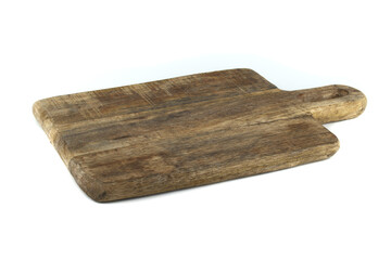 Wooden cutting board with a handle isolated on a white background