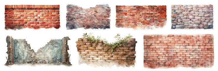 Obraz premium Water color of brick wall set