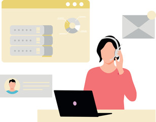 The girl giving online customer support.