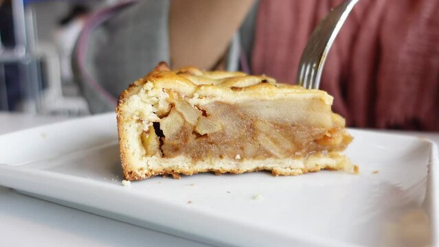 slice of apple pie cake on a plate 