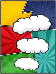 Colorful Comic Speech Bubbles on Pop Art Background