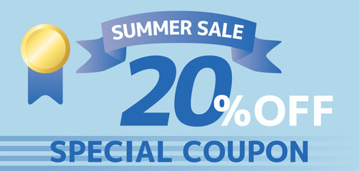 サマーセールクーポンバナーのベクターイラスト