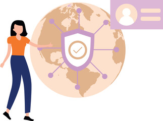 Girl has a secure global network.