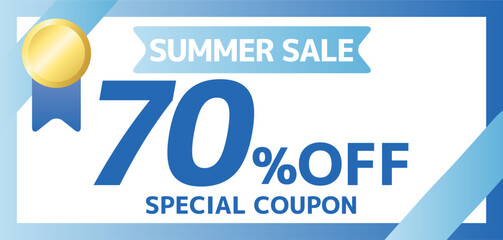 サマーセールクーポンバナーのベクターイラスト