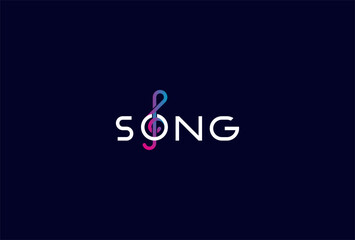 Song Logo, letter O with musical note  icon combination in text Song typography logo, vector illustration © Jerry