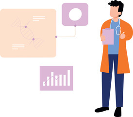 The doctor is looking at the structure of DNA.