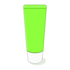 黄緑色のチューブ（歯磨き粉、化粧品、シャンプーなどの容器）