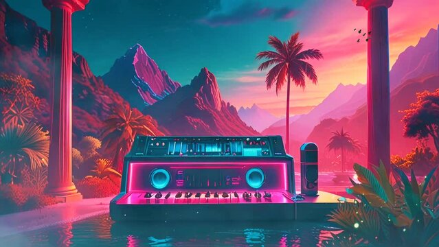 a musical instrument with a natural background, Seamless looping time lapse 4k video animation background