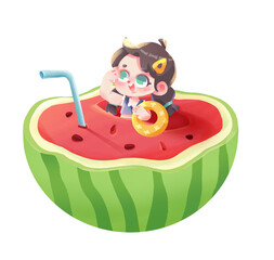 child eating watermelon