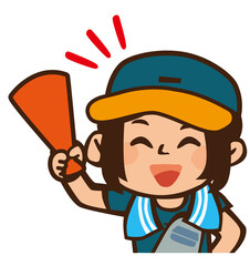 野球観戦で応援する女性のイラスト