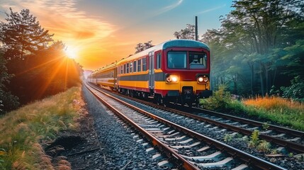Fototapeta premium Antique steam train running in the afternoon. interesting view of the puffs of steam coming out of the train