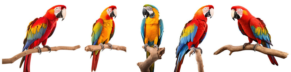 Obraz premium Macaw parrots on branch set