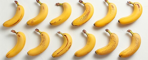 banana fruit organized in rows and top view