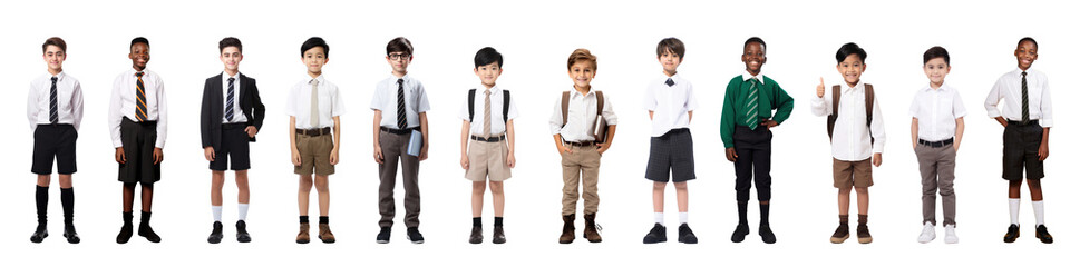 Obraz premium PNG child in school uniform cut out element set