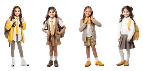 Obraz premium PNG child in school uniform cut out element set