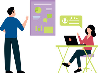 The girl and the boy are talking about star rating graphs.