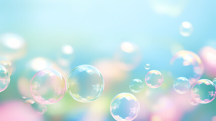 Colorful soap bubbles floating in the air