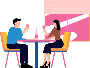 Boy and girl enjoying their drinks.