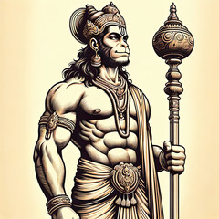 Obraz premium Hindu God Lord Hanuman beautiful image