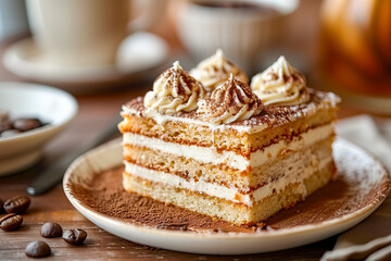  French Opera Cake with layers of almond sponge and coffee buttercream