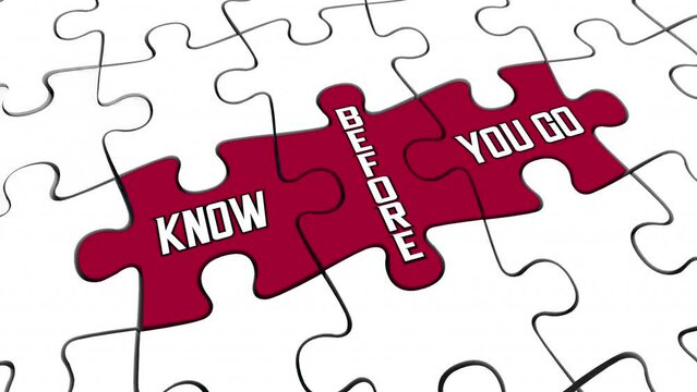 Know Before You Go Puzzle Pieces Get Important Information Details Event 3d Animation