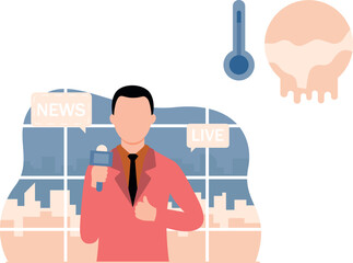 The anchor is giving live news.