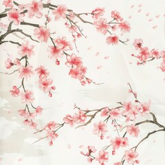Minimalist Japanese noren with simple sakura blossom motifs