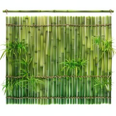 Japanese noren with bamboo forest imagery