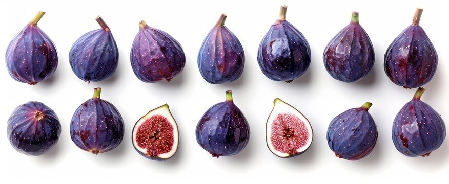 fig fruit organized in rows and top view