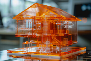 transparent house model architectures crafted using cutting edge printer techniques for enhanced visualization