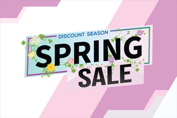 spring sale word text concept icon logo sign symbol vector note mega shopping style for use landing page, template, social media, web, mobile app, poster, banner, flyer, background, gift card, coupon	
