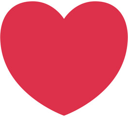 Red heart basic shape isolated on white background.